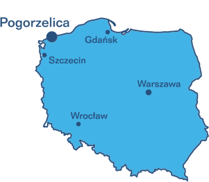 Mapa Polski z zaznaczeniem Pogorzelicy